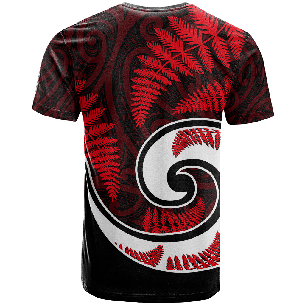 New Zealand T Shirt Maori With Silver Fern Red LT6 - Wonder Print Shop