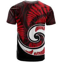 New Zealand T Shirt Maori With Silver Fern Red LT6 - Wonder Print Shop