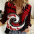 New Zealand Women Casual Shirt Maori With Silver Fern Red LT6 - Wonder Print Shop
