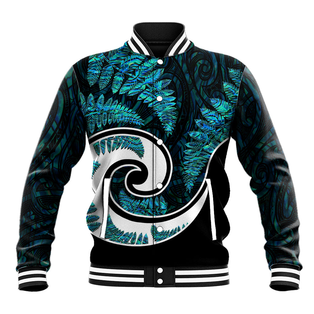 New Zealand Baseball Jacket Maori With Silver Fern Papua Shell Green Ver.2 LT6 - Wonder Print Shop