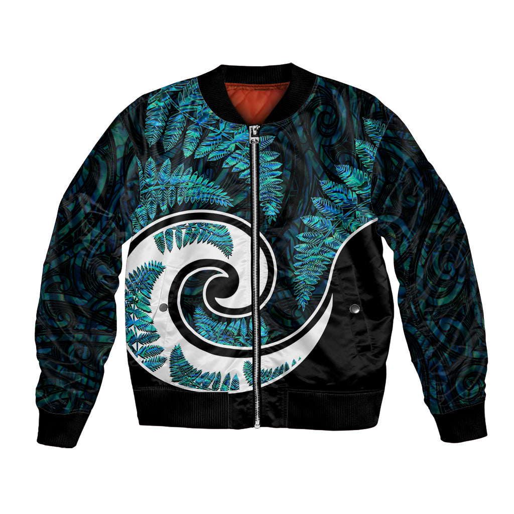 New Zealand Bomber Jacket Maori With Silver Fern Papua Shell Green Ver.2 LT6 - Wonder Print Shop