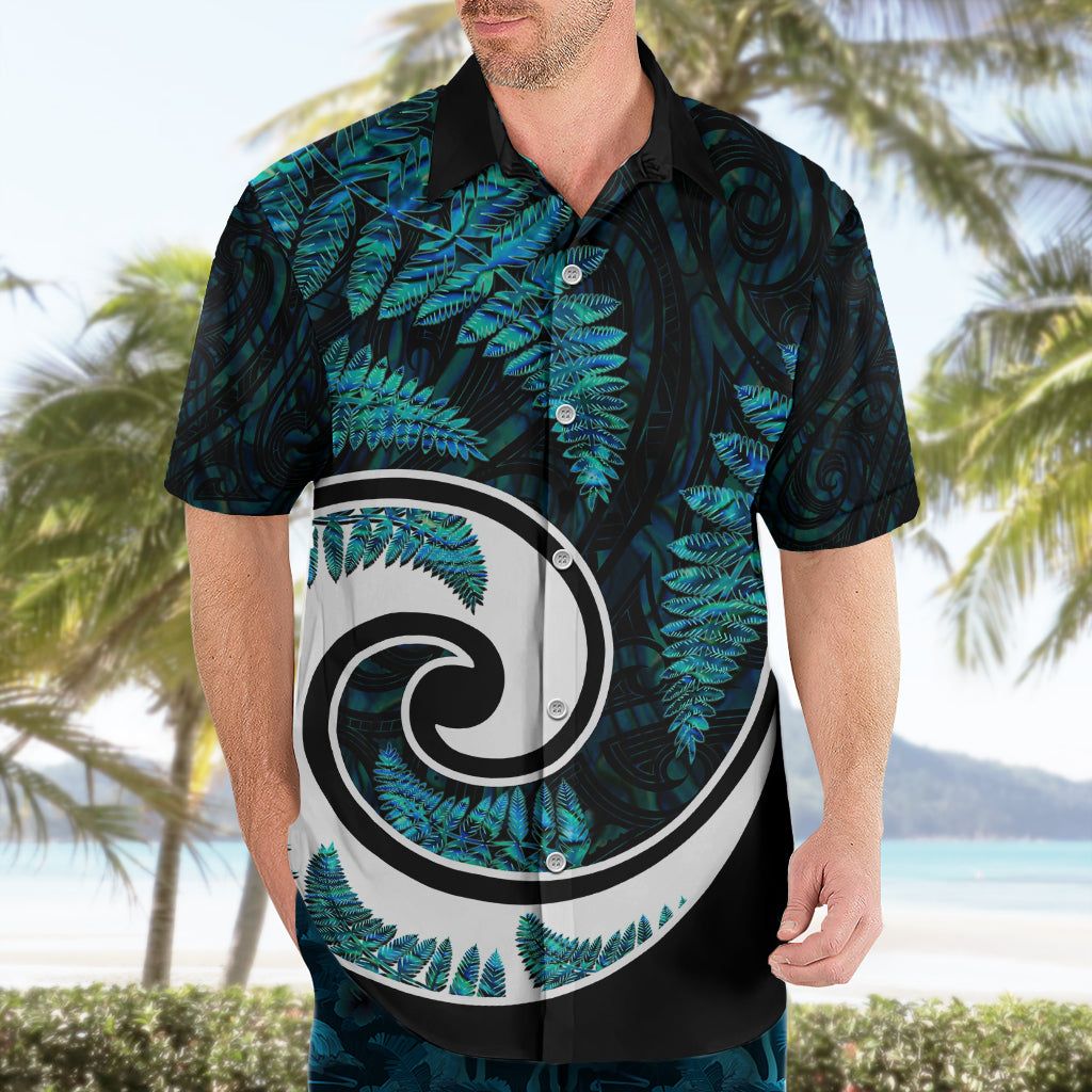New Zealand Hawaiian Shirt Maori With Silver Fern Papua Shell Green Ver.2 LT6 - Wonder Print Shop