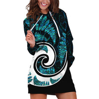 New Zealand Hoodie Dress Maori With Silver Fern Papua Shell Green Ver.2 LT6 - Wonder Print Shop