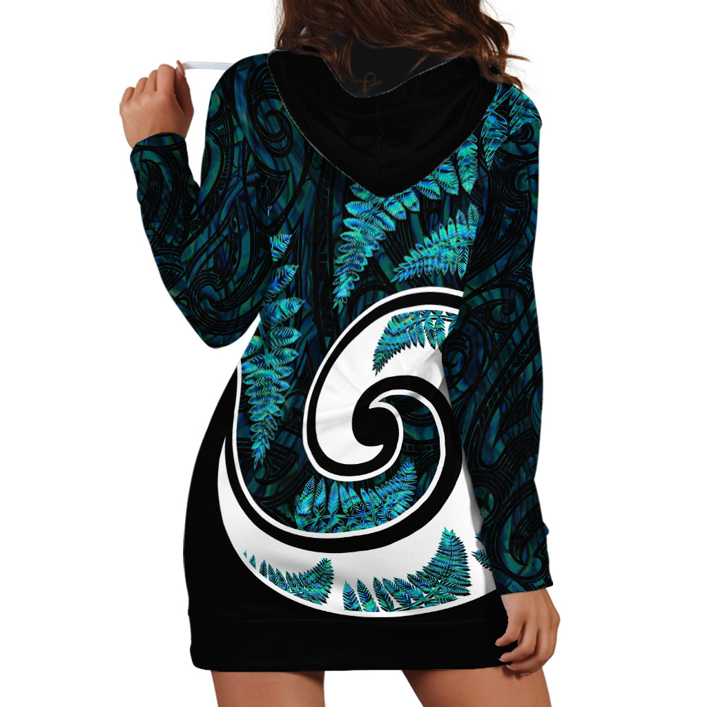 New Zealand Hoodie Dress Maori With Silver Fern Papua Shell Green Ver.2 LT6 - Wonder Print Shop