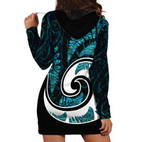 New Zealand Hoodie Dress Maori With Silver Fern Papua Shell Green Ver.2 LT6 - Wonder Print Shop