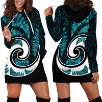 New Zealand Hoodie Dress Maori With Silver Fern Papua Shell Green Ver.2 LT6 - Wonder Print Shop
