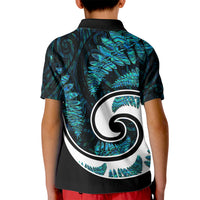 New Zealand Kid Polo Shirt Maori With Silver Fern Papua Shell Green Ver.2 LT6 - Wonder Print Shop
