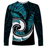New Zealand Long Sleeve Shirt Maori With Silver Fern Papua Shell Green Ver.2 LT6 - Wonder Print Shop