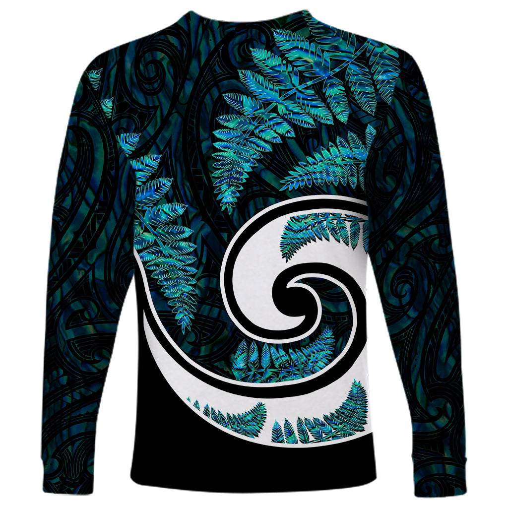 New Zealand Long Sleeve Shirt Maori With Silver Fern Papua Shell Green Ver.2 LT6 - Wonder Print Shop