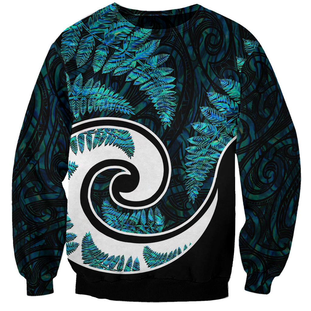 New Zealand Sweatshirt Maori With Silver Fern Papua Shell Green Ver.2 LT6 - Wonder Print Shop