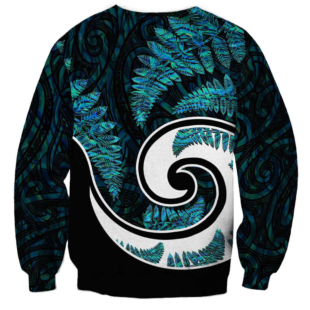 New Zealand Sweatshirt Maori With Silver Fern Papua Shell Green Ver.2 LT6 - Wonder Print Shop