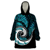 New Zealand Wearable Blanket Hoodie Maori With Silver Fern Papua Shell Green Ver.2 LT6 - Wonder Print Shop