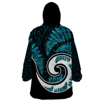 New Zealand Wearable Blanket Hoodie Maori With Silver Fern Papua Shell Green Ver.2 LT6 - Wonder Print Shop