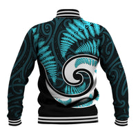 New Zealand Baseball Jacket Maori With Silver Fern Light Blue LT6 - Wonder Print Shop
