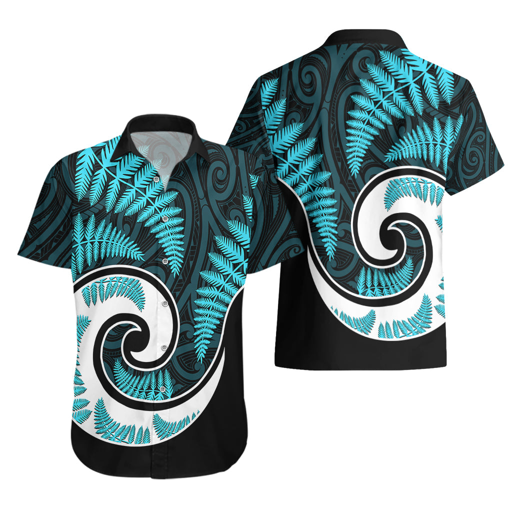 New Zealand Hawaiian Shirt Maori With Silver Fern Light Blue LT6 - Wonder Print Shop