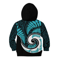 New Zealand Kid Hoodie Maori With Silver Fern Light Blue LT6 - Wonder Print Shop