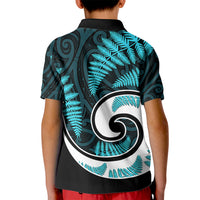 New Zealand Kid Polo Shirt Maori With Silver Fern Light Blue LT6 - Wonder Print Shop