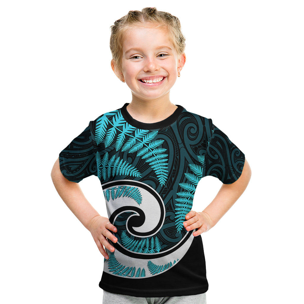 New Zealand Kid T Shirt Maori With Silver Fern Light Blue LT6 - Wonder Print Shop