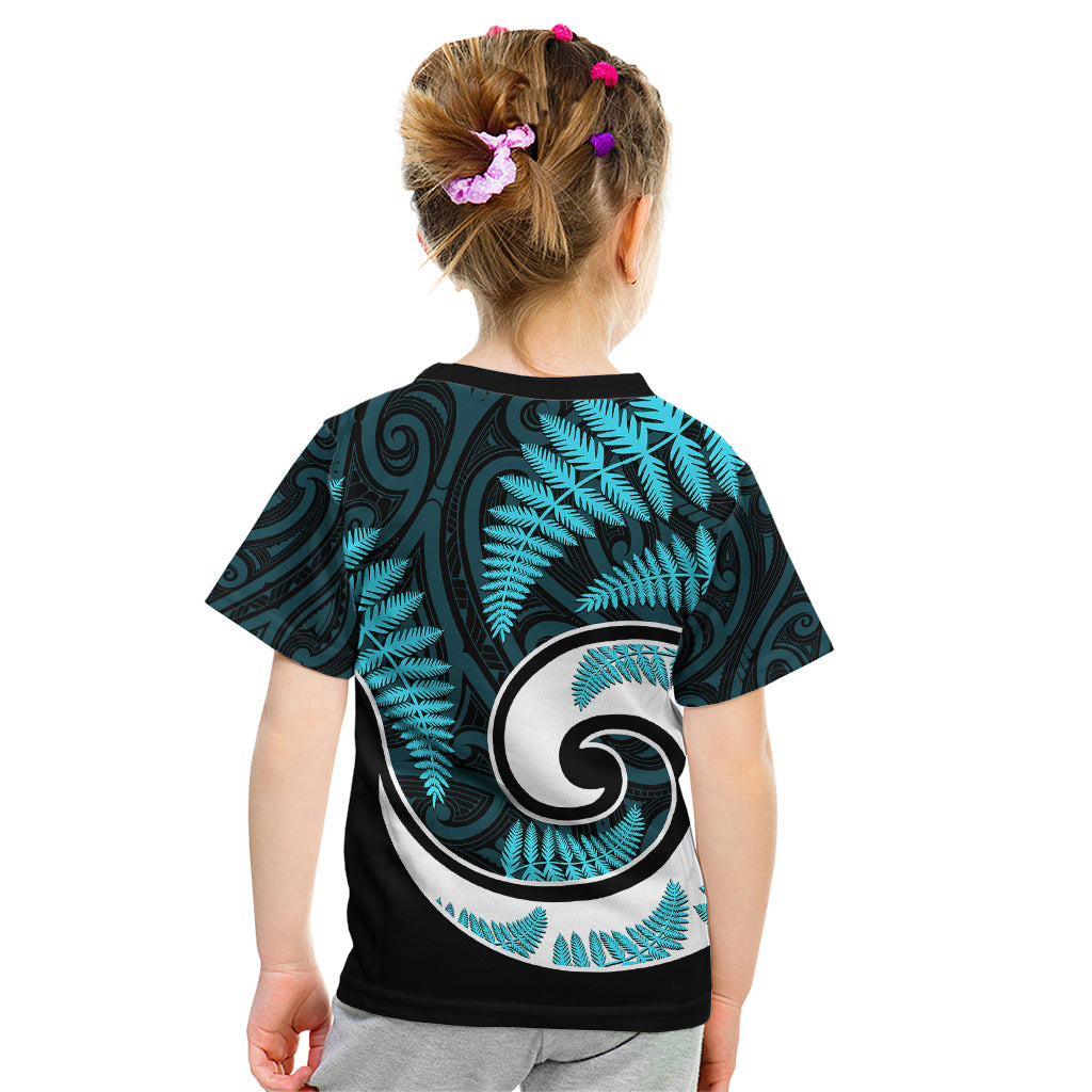 New Zealand Kid T Shirt Maori With Silver Fern Light Blue LT6 - Wonder Print Shop