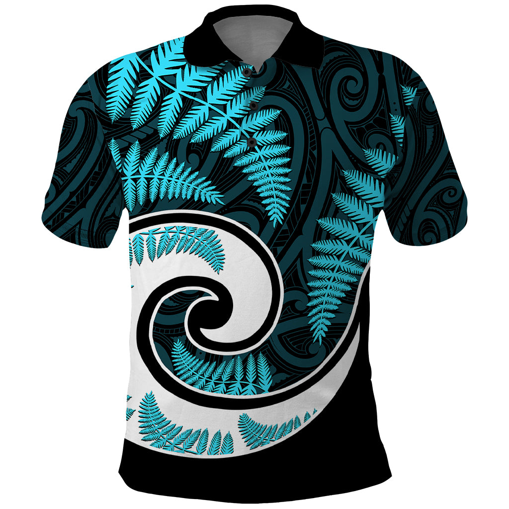 New Zealand Polo Shirt Maori With Silver Fern Light Blue LT6 - Wonder Print Shop