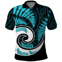 New Zealand Polo Shirt Maori With Silver Fern Light Blue LT6 - Wonder Print Shop