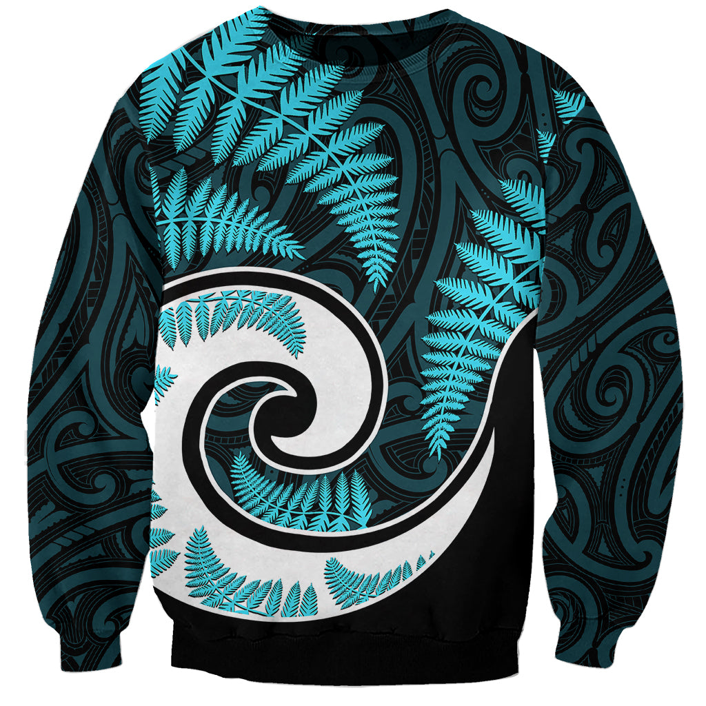 New Zealand Sweatshirt Maori With Silver Fern Light Blue LT6 - Wonder Print Shop