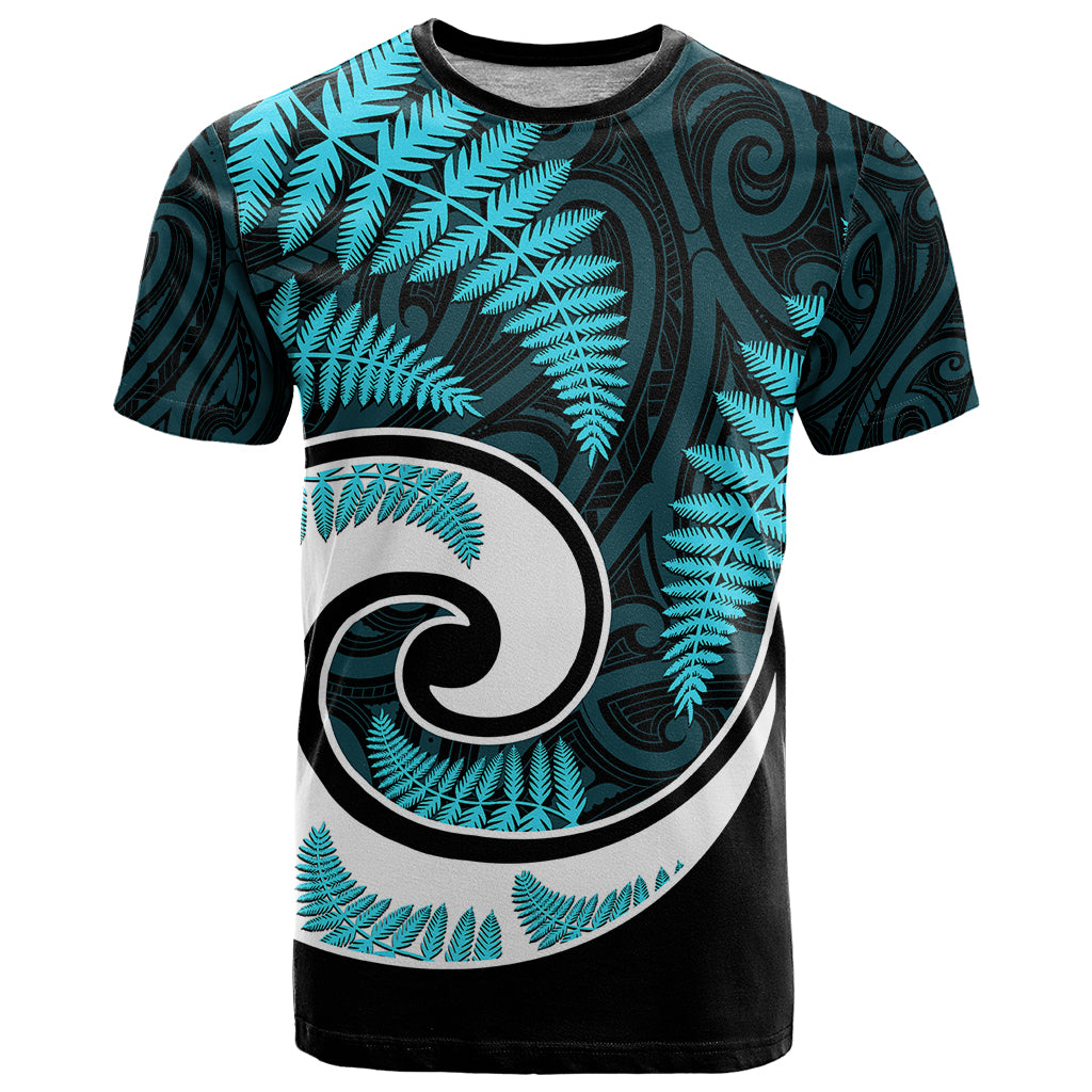 New Zealand T Shirt Maori With Silver Fern Light Blue LT6 - Wonder Print Shop
