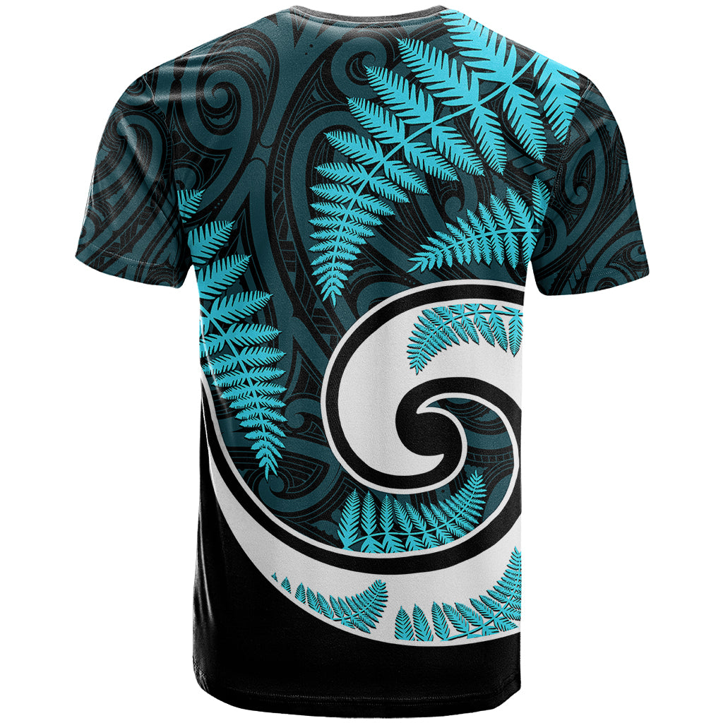 New Zealand T Shirt Maori With Silver Fern Light Blue LT6 - Wonder Print Shop