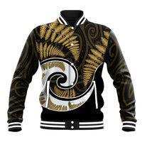 New Zealand Baseball Jacket Maori With Silver Fern Gold LT6 - Wonder Print Shop
