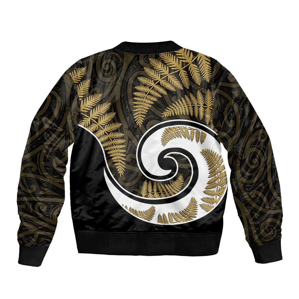 New Zealand Bomber Jacket Maori With Silver Fern Gold LT6 - Wonder Print Shop
