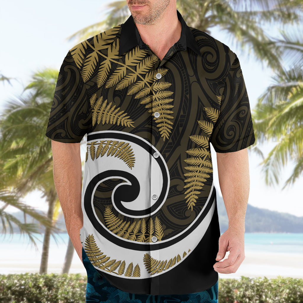 New Zealand Hawaiian Shirt Maori With Silver Fern Gold LT6 - Wonder Print Shop