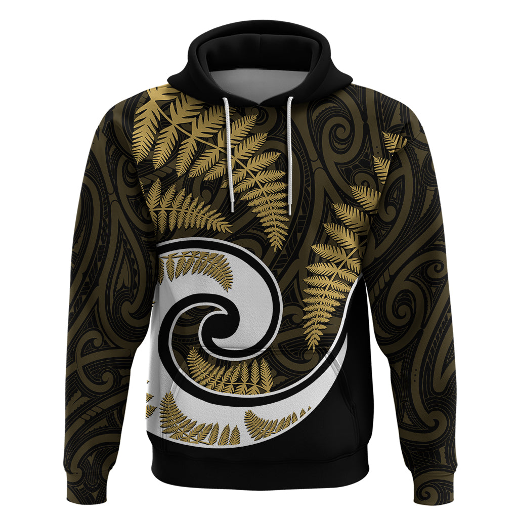 New Zealand Hoodie Maori With Silver Fern Gold LT6 - Wonder Print Shop