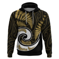 New Zealand Hoodie Maori With Silver Fern Gold LT6 - Wonder Print Shop
