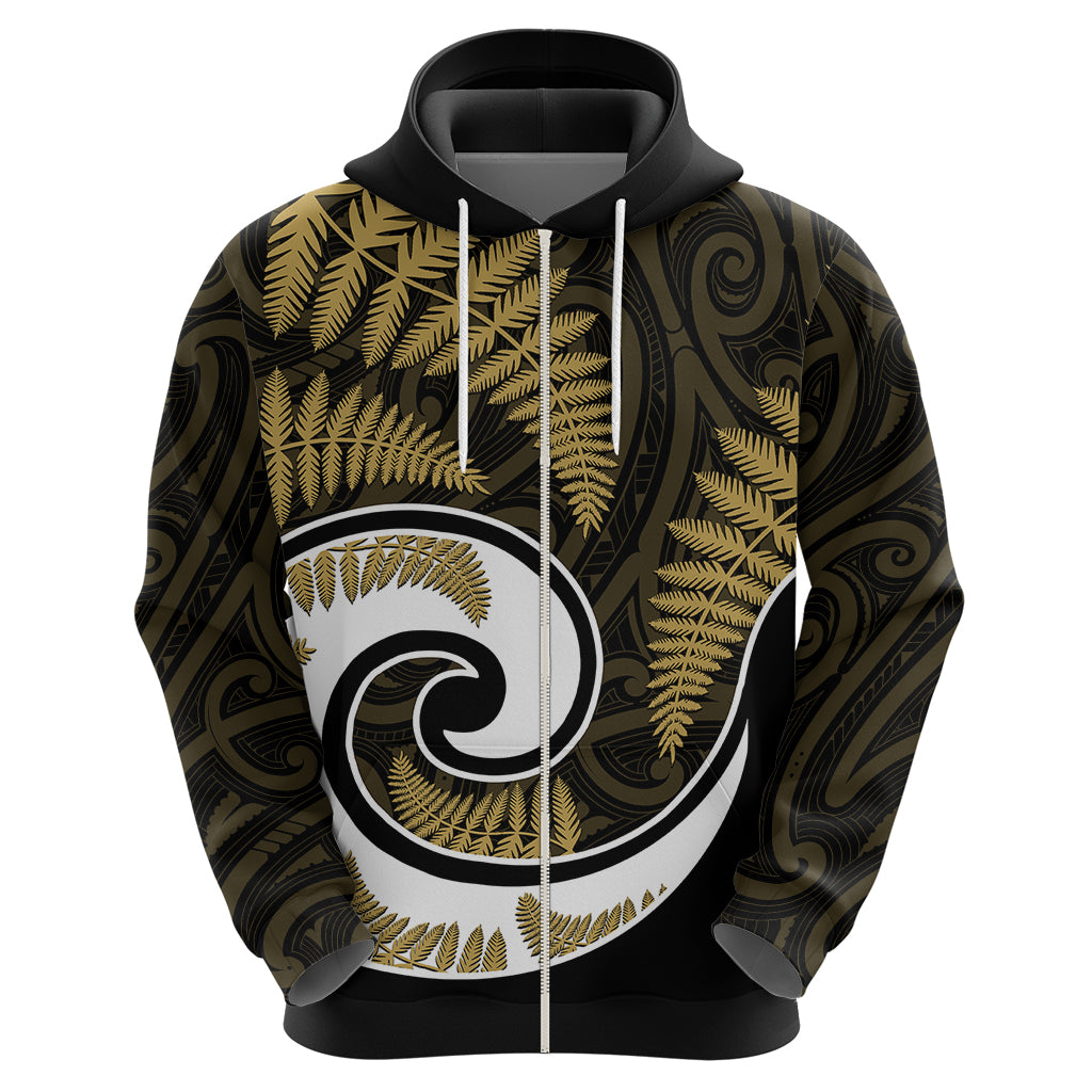 New Zealand Hoodie Maori With Silver Fern Gold LT6 - Wonder Print Shop