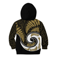 New Zealand Kid Hoodie Maori With Silver Fern Gold LT6 - Wonder Print Shop