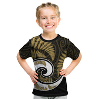 New Zealand Kid T Shirt Maori With Silver Fern Gold LT6 - Wonder Print Shop