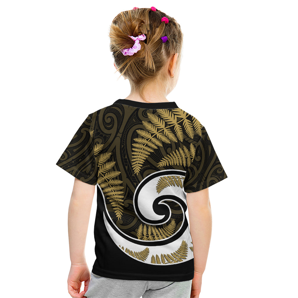 New Zealand Kid T Shirt Maori With Silver Fern Gold LT6 - Wonder Print Shop