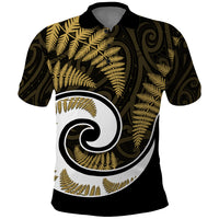 New Zealand Polo Shirt Maori With Silver Fern Gold LT6 - Wonder Print Shop