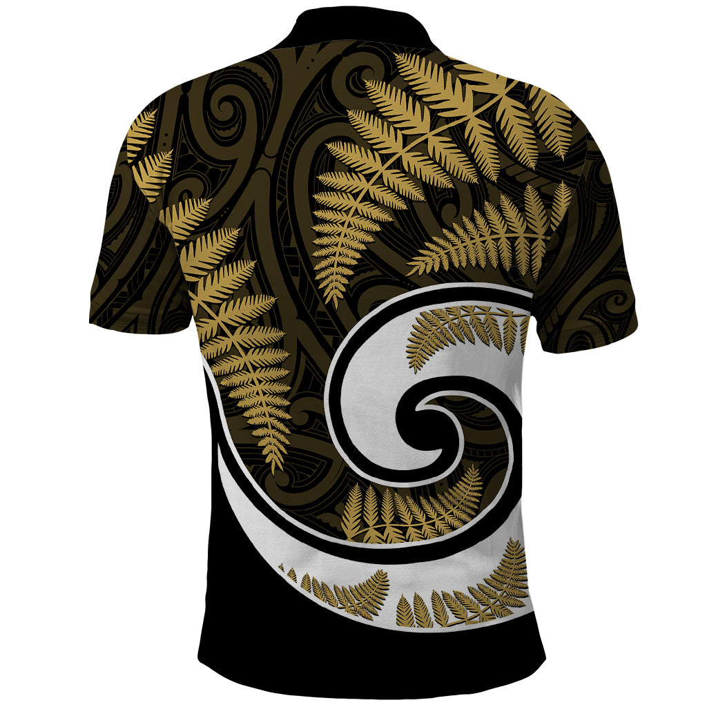 New Zealand Polo Shirt Maori With Silver Fern Gold LT6 - Wonder Print Shop