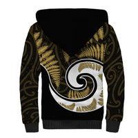 New Zealand Sherpa Hoodie Maori With Silver Fern Gold LT6 - Wonder Print Shop