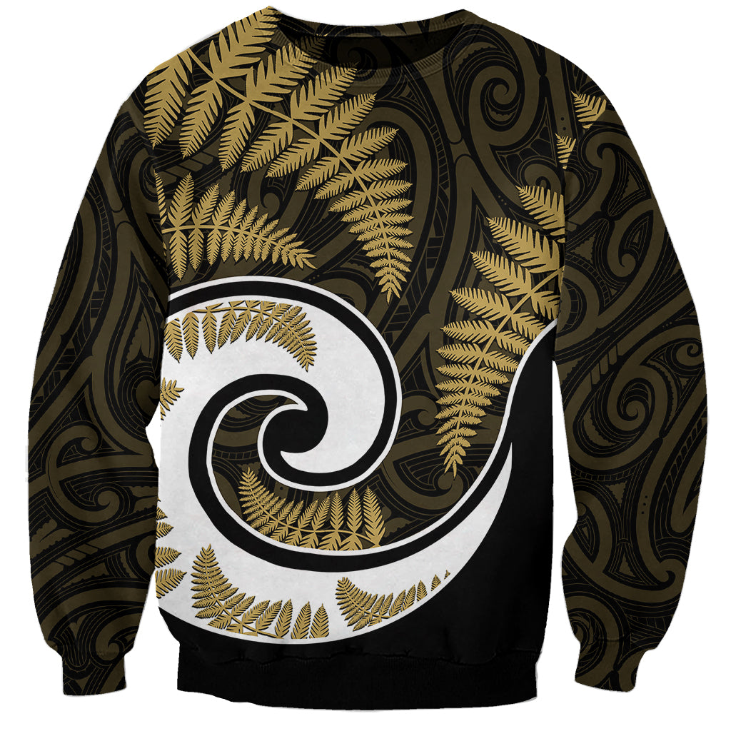 New Zealand Sweatshirt Maori With Silver Fern Gold LT6 - Wonder Print Shop