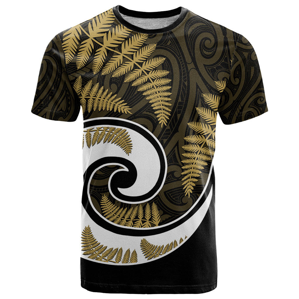 New Zealand T Shirt Maori With Silver Fern Gold LT6 - Wonder Print Shop