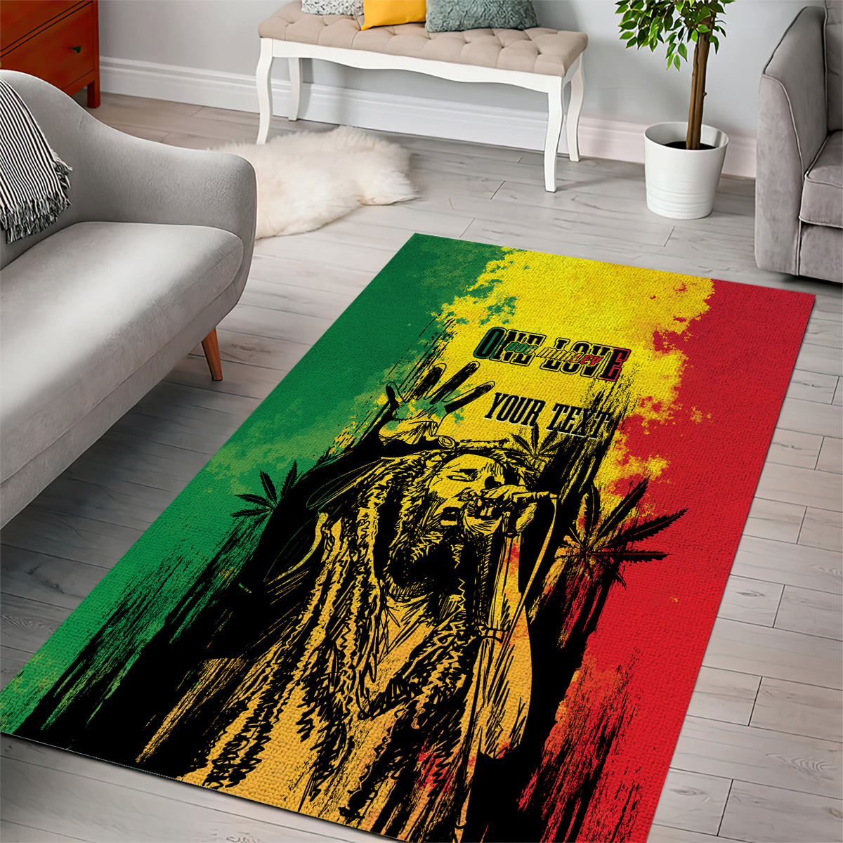 Legend Bob Personalized Area Rug Reggae Grunge LT7 - Wonder Print Shop