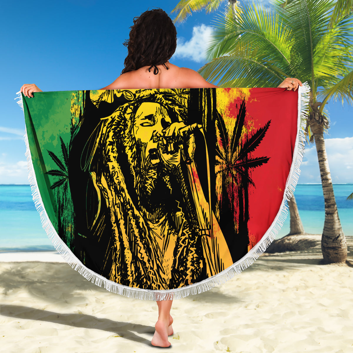 Legend Bob Personalized Beach Blanket Reggae Grunge LT7 - Wonder Print Shop
