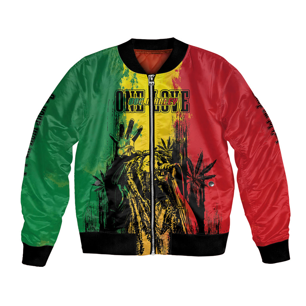 Legend Bob Personalized Bomber Jacket Reggae Grunge LT7 - Wonder Print Shop