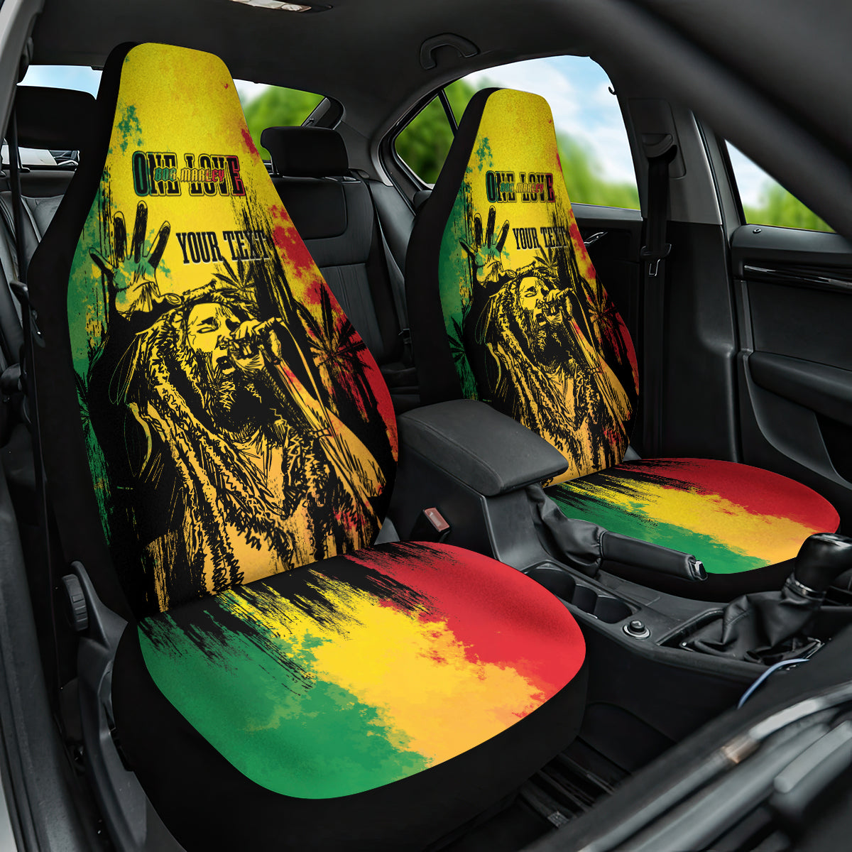 Legend Bob Personalized Car Seat Cover Reggae Grunge LT7 - Wonder Print Shop