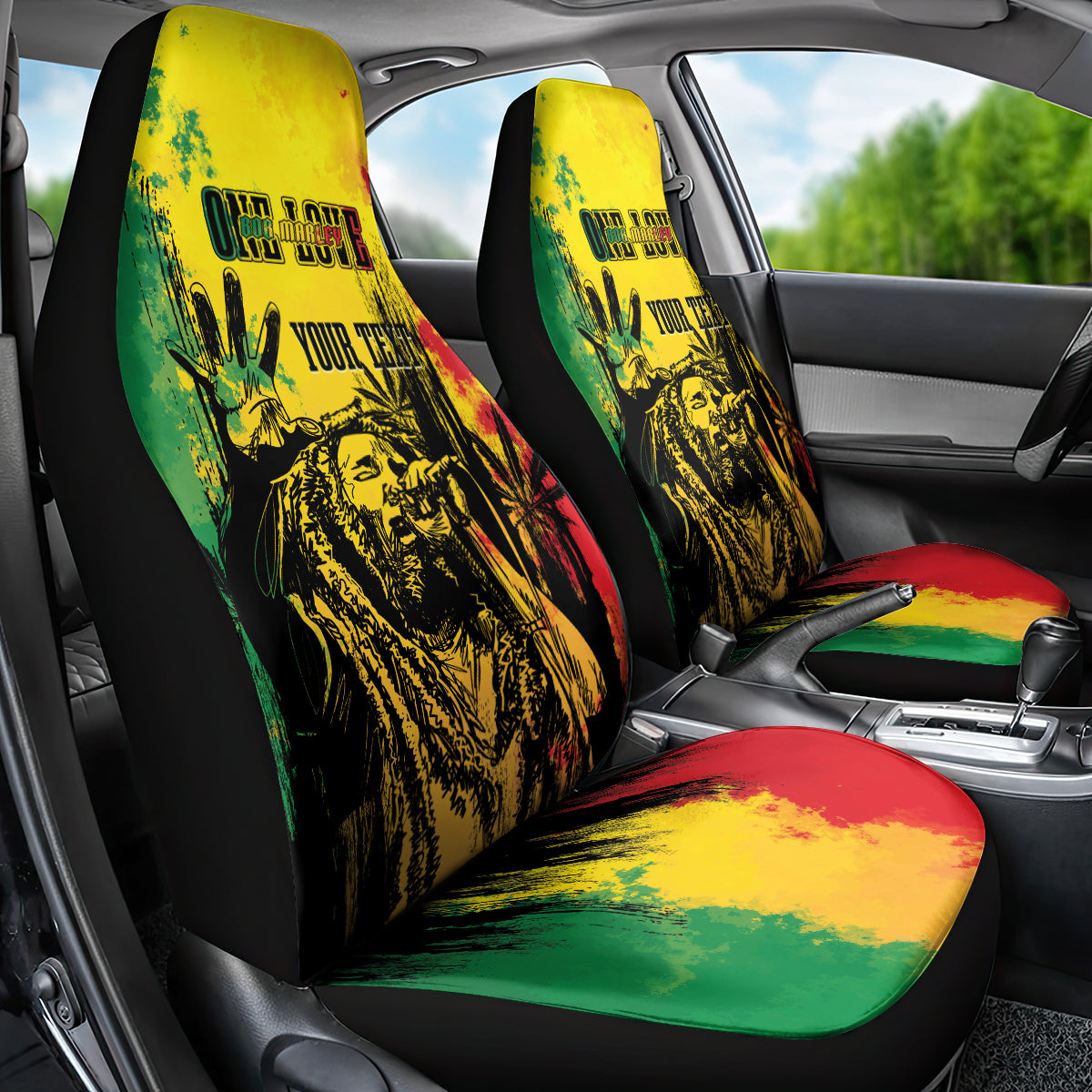 Legend Bob Personalized Car Seat Cover Reggae Grunge LT7 - Wonder Print Shop