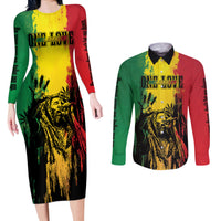 Legend Bob Personalized Couples Matching Long Sleeve Bodycon Dress and Long Sleeve Button Shirt Reggae Grunge LT7 - Wonder Print Shop