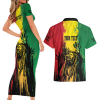Legend Bob Personalized Couples Matching Short Sleeve Bodycon Dress and Hawaiian Shirt Reggae Grunge LT7 - Wonder Print Shop