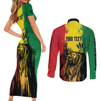 Legend Bob Personalized Couples Matching Short Sleeve Bodycon Dress and Long Sleeve Button Shirt Reggae Grunge LT7 - Wonder Print Shop